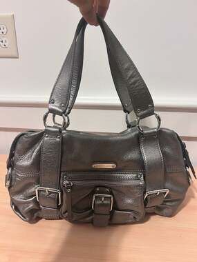 Michael Kors Metallic Silver Leather Satchel Handbag